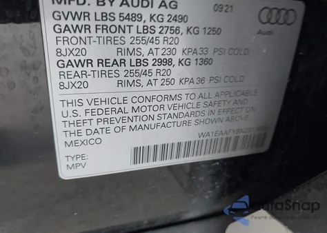 2022 Audi Q5 Premium Plus 45 Tfsi S Line Quattro S Tronic из США, поврежденный, VIN WA1EAAFY8N2013624